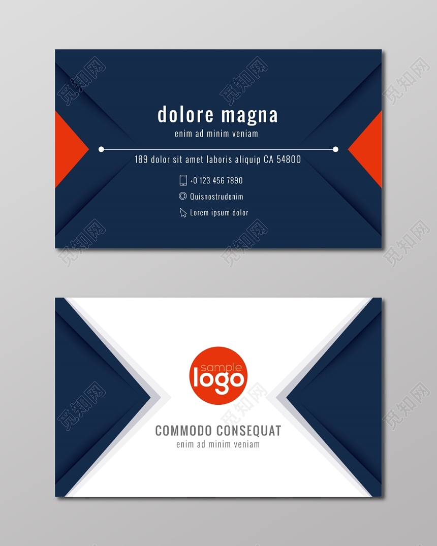 简单明了蓝色个人商务彩色名片