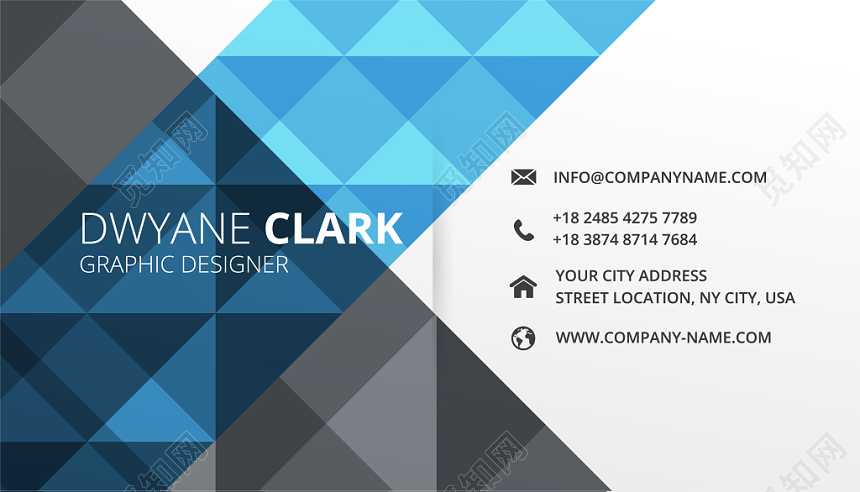 高端简约蓝色个人商务彩色名片