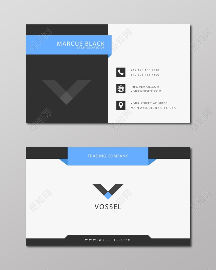 简单明了白色个人商务彩色名片