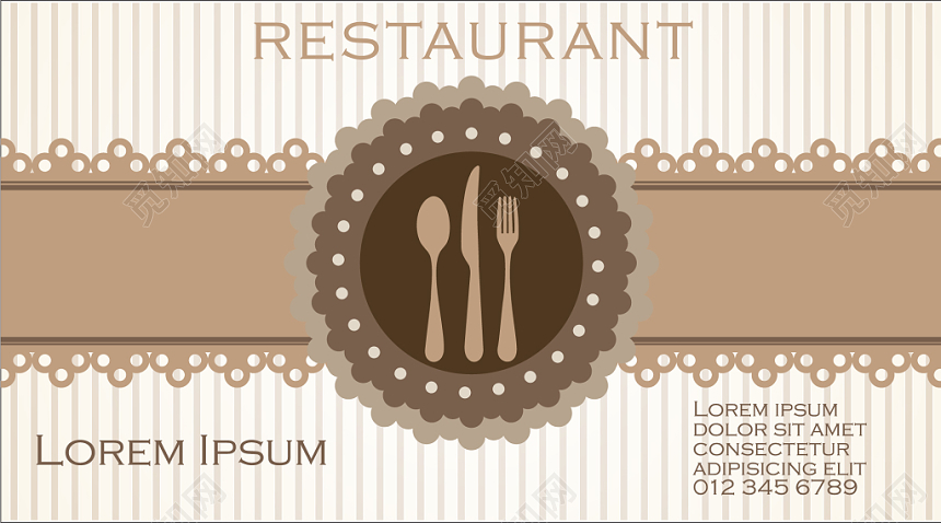 简约棕色商务个人西餐厅名片