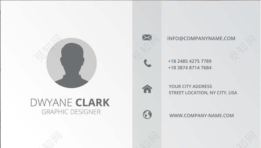 时尚名片简约灰色人物介绍名片设计模板