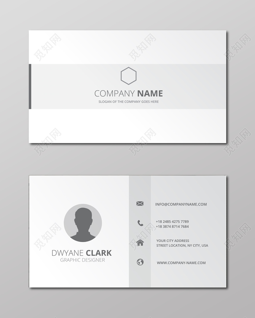 时尚名片简约灰色人物介绍名片设计模板