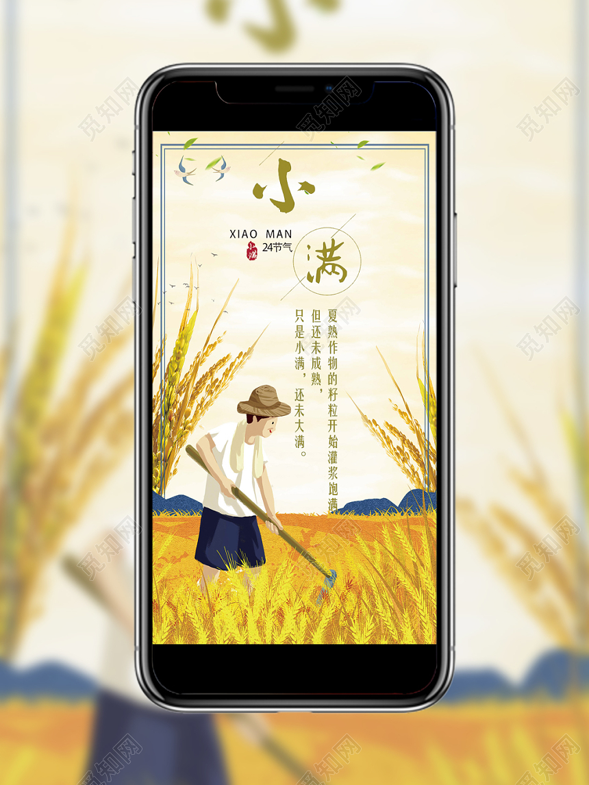 二十四节气宣传手机海报24节气小满创意设计海报
