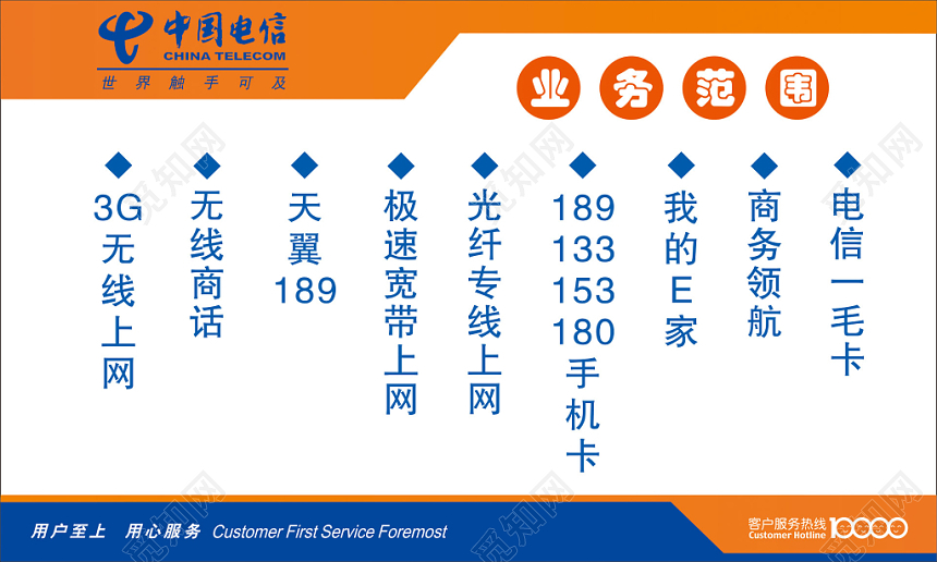 白色简约撞色分割电信名片