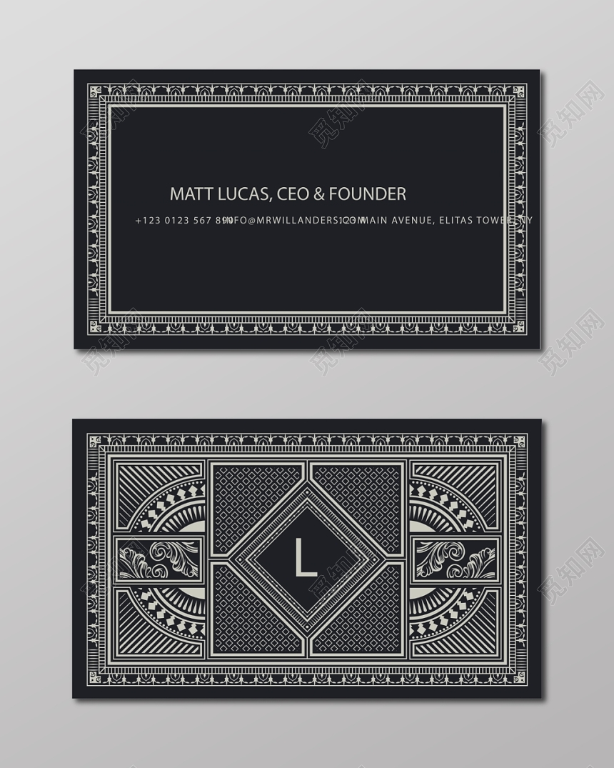 欧式名片黑色高档名片名片设计模板