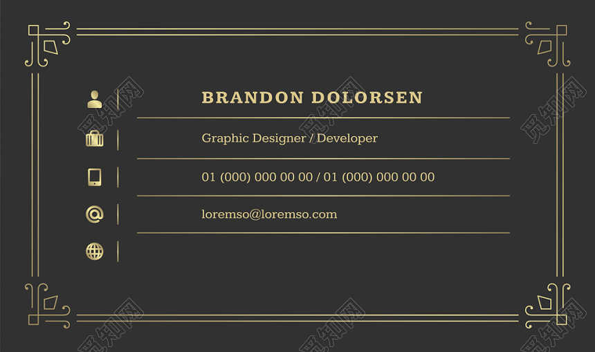 欧式名片黑色复古名片设计模板