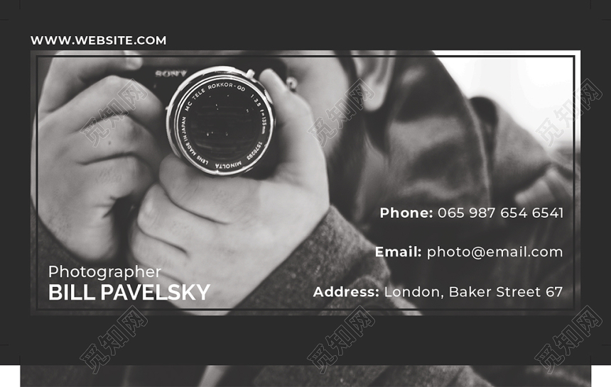 简约黑白英文摄影名片