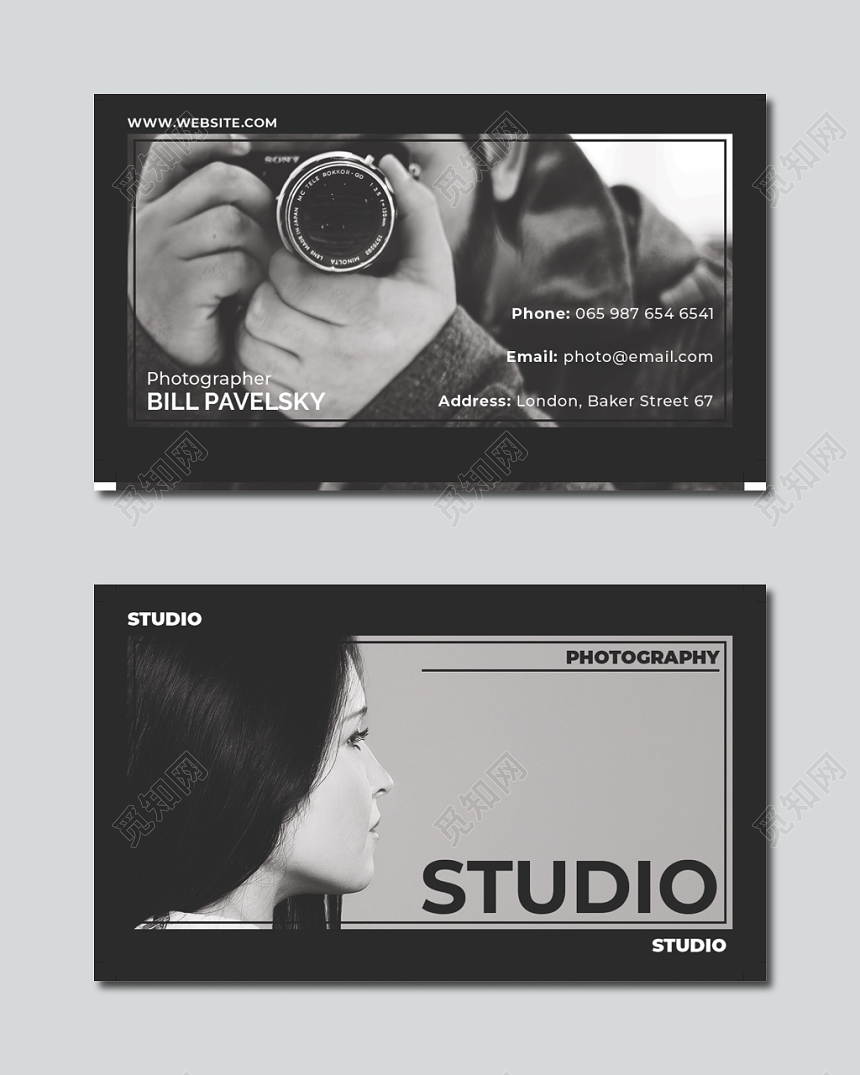 简约黑白英文摄影名片