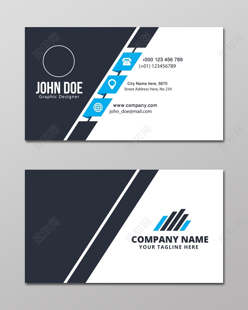 简约双色拼接英文个性名片