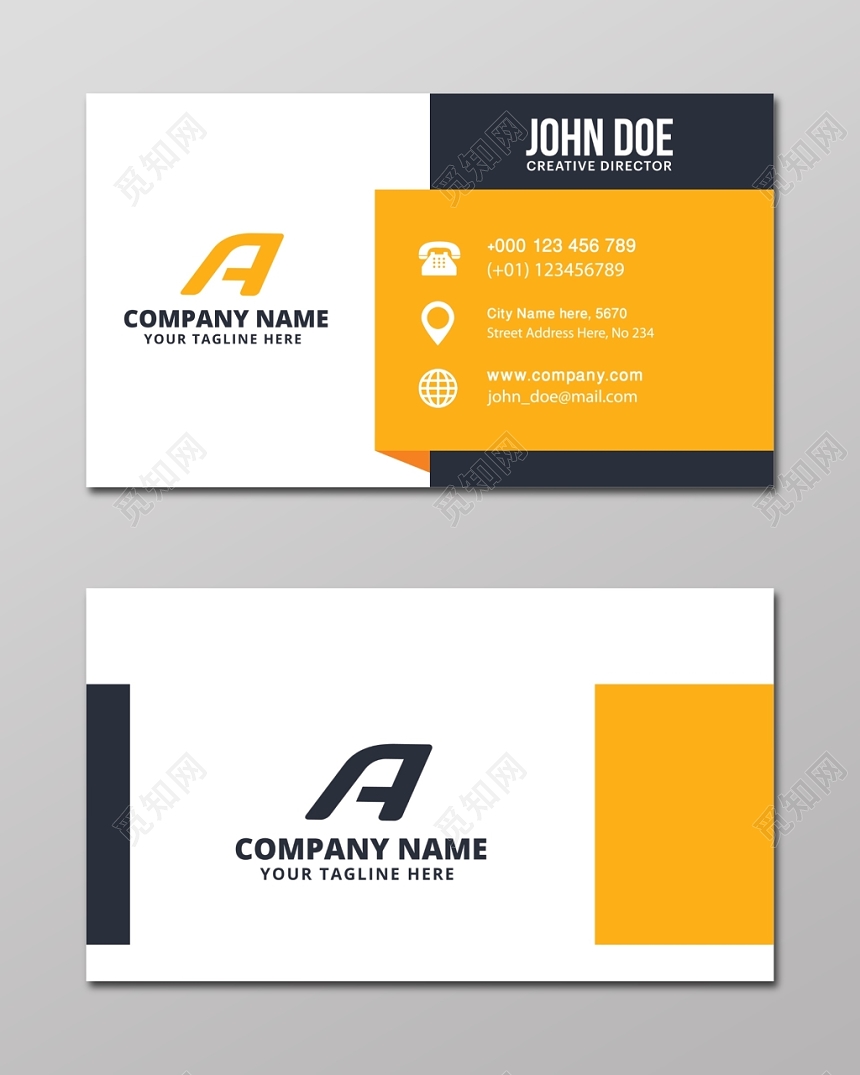 简约橙色英文个性名片