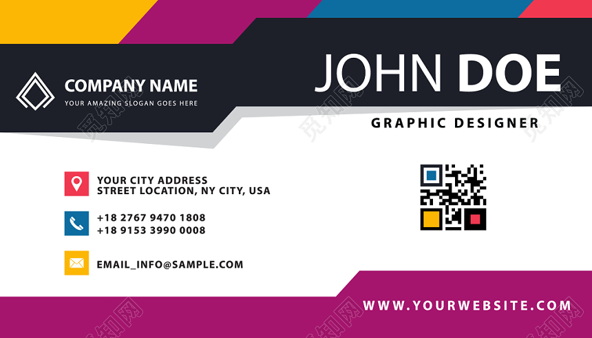 商务彩色英文个性名片