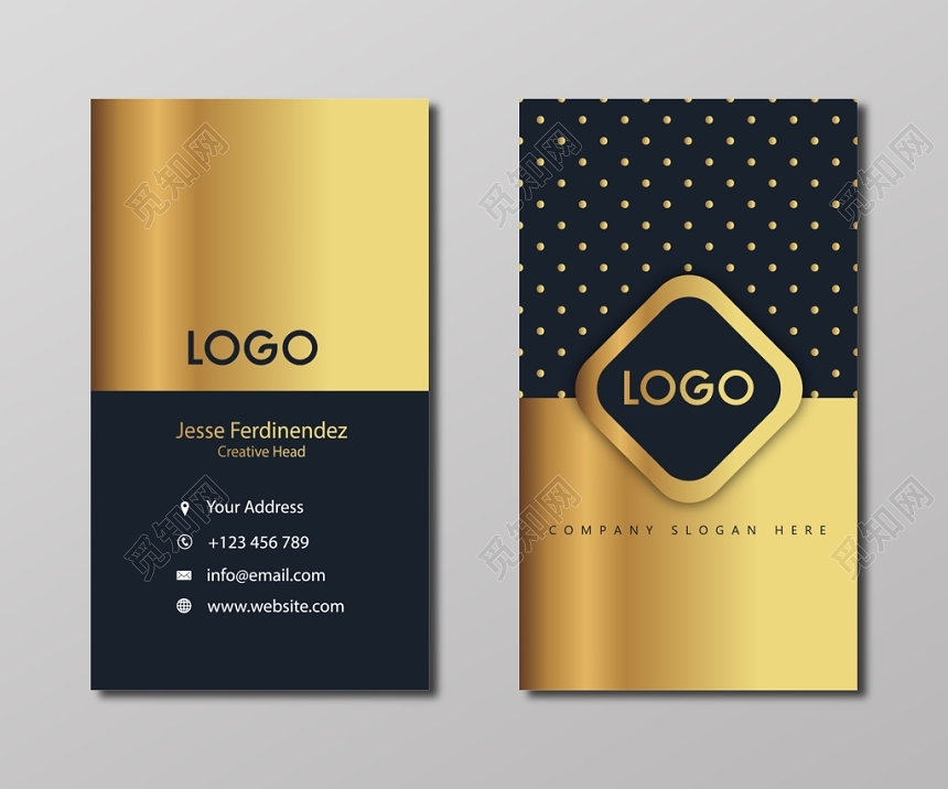 竖版商务黑金英文个性名片