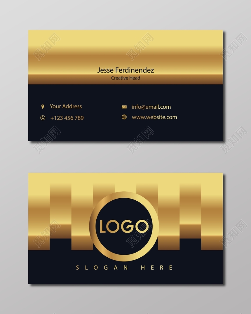 商务黑金个性名片