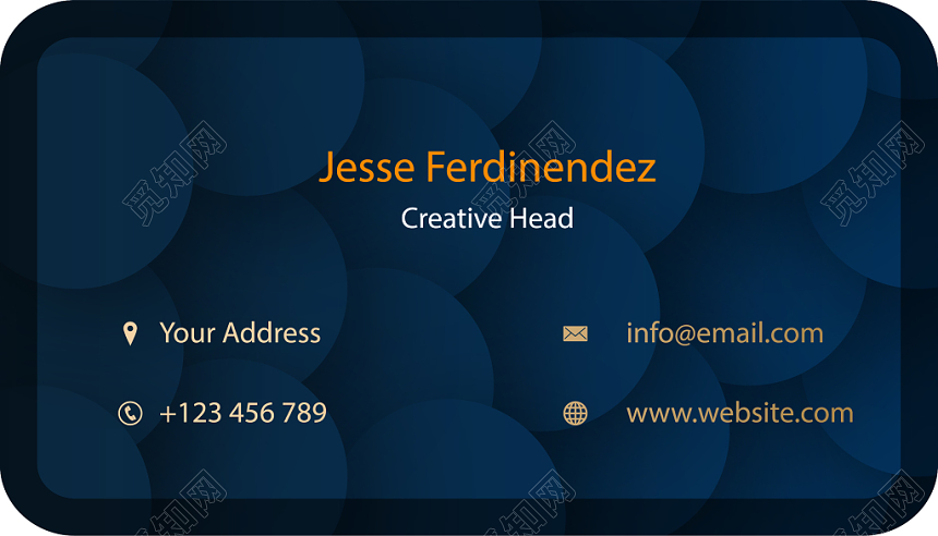 商务圆角蓝色英文个性名片