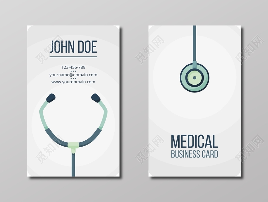 创意听诊器医生名片