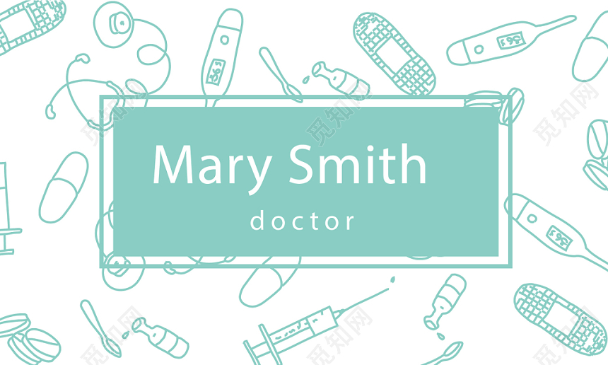绿色小清新医生名片英文名片