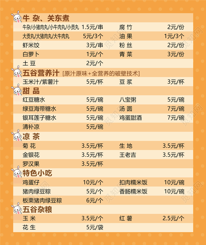 卡通早餐外卖名片