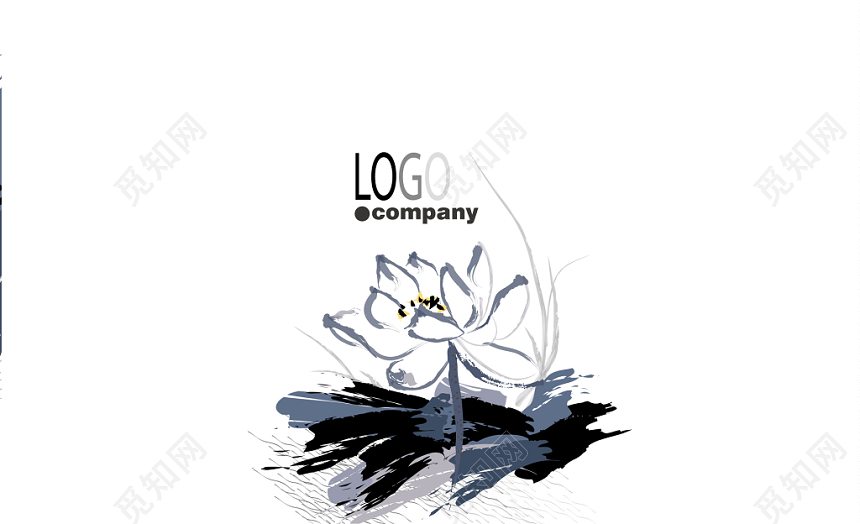 水墨名片简约花朵人物介绍名片设计模板