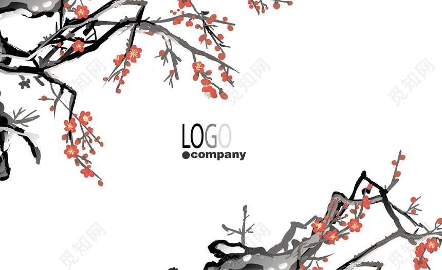 水墨名片简约梅花人物介绍名片设计模板