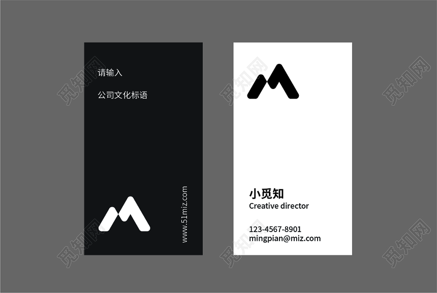 极简黑白大气企业名片设计模板