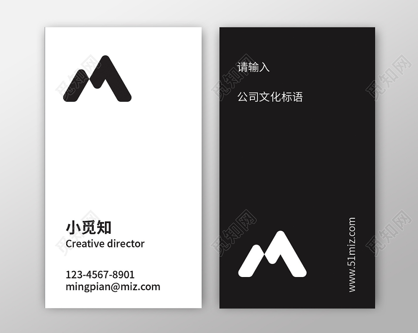 极简黑白大气企业名片设计模板