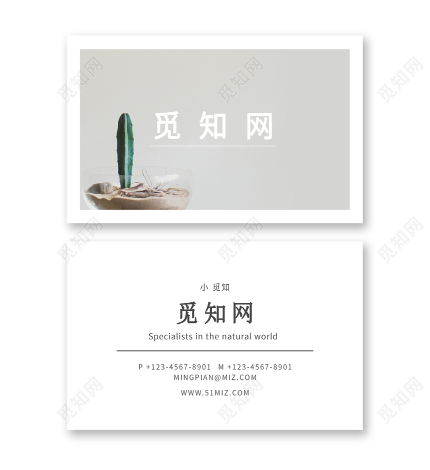 简约文艺花店花艺设计师名片横向模板系列一