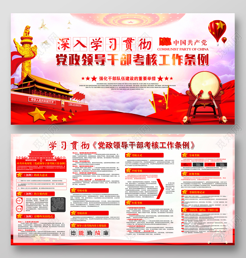 学习党政党课党建领导干部考核工作条例党建展板