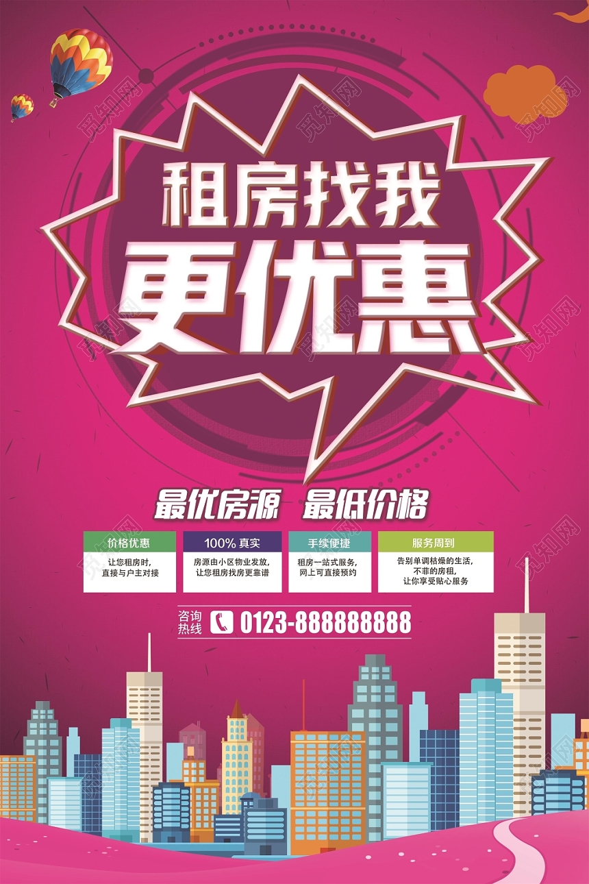 时尚房产中介租房卖房更优惠宣传海报