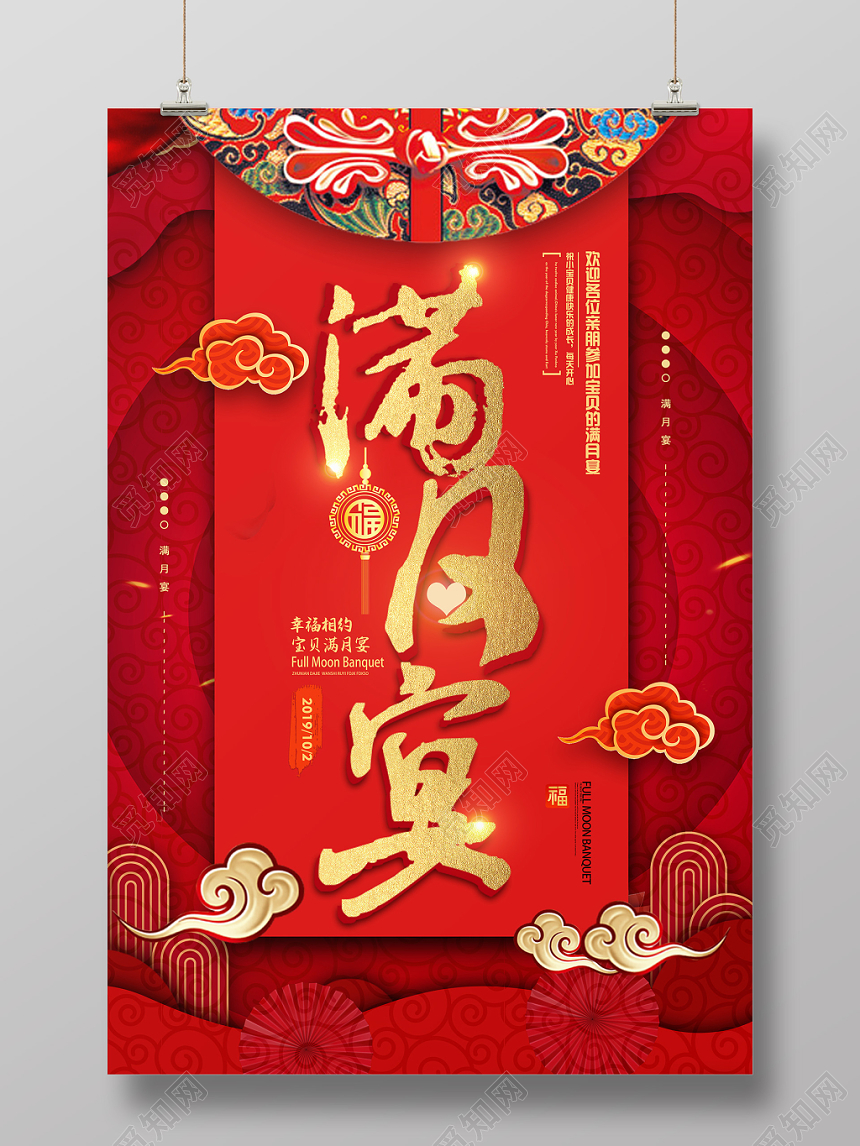 生日满月宴席喜庆祝福海报