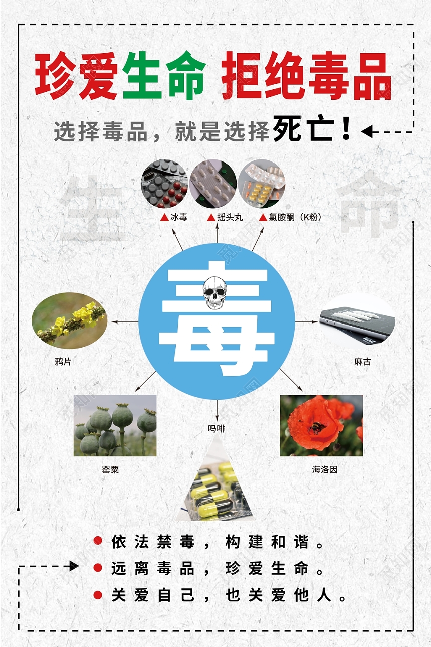 简约公益慈善禁毒珍爱生命拒绝毒品海报