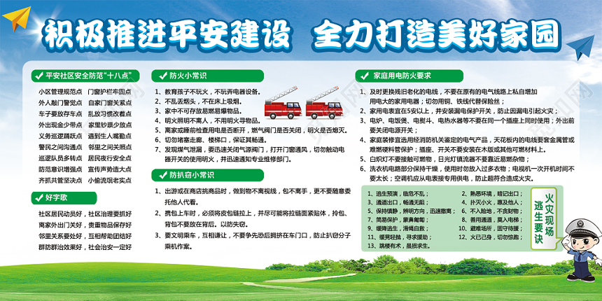 白色简约清新环保宣传栏防火常识知识展板设计