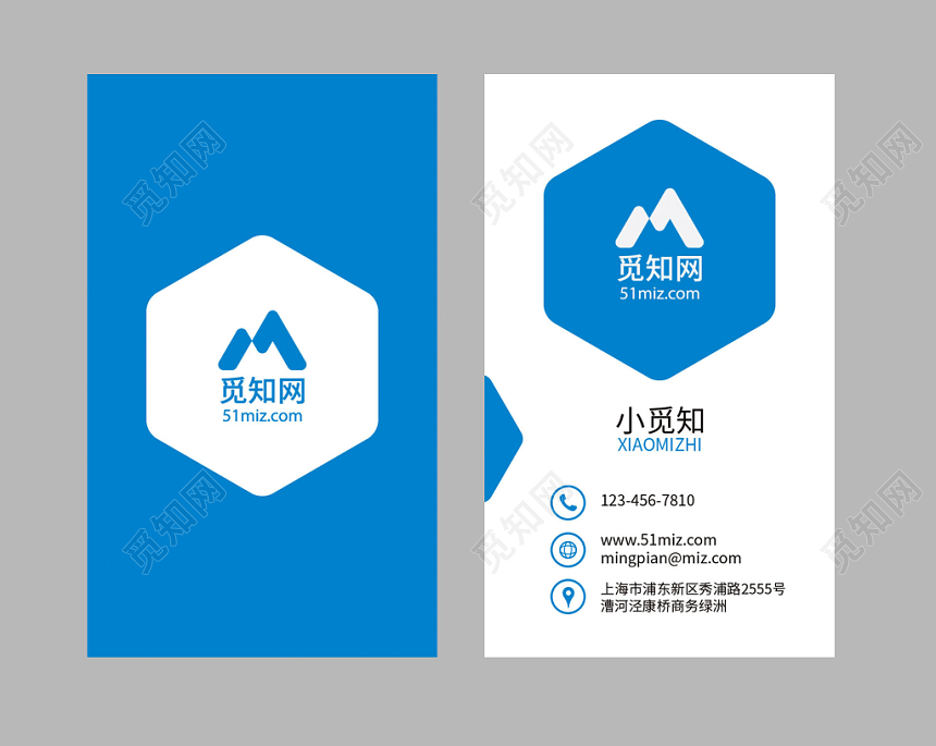 竖版蓝色科技感大气名片