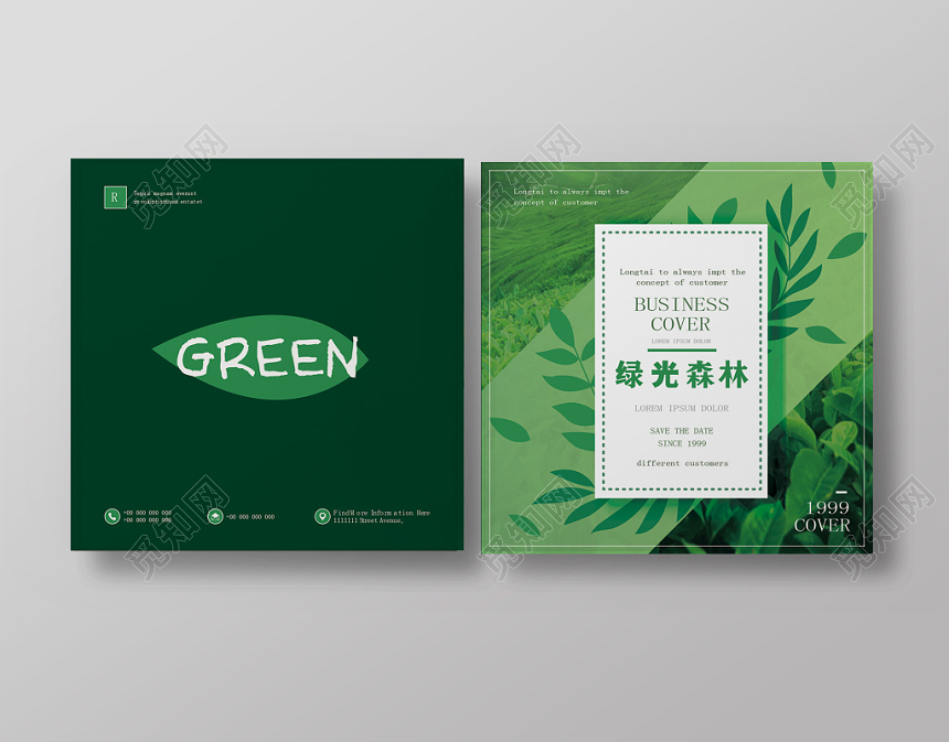 时尚简约绿色森林环保画册封面