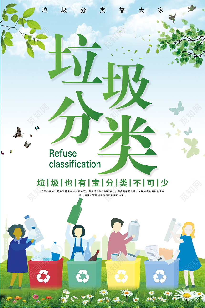 垃圾分类公司绿色健康生活环保保护卫生改善环境宣传展示海报