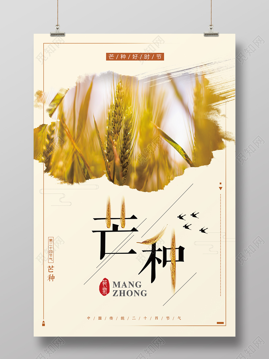芒种24节气二十四节气芒种中国风海报