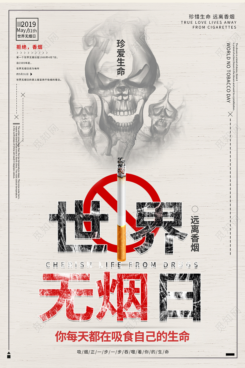 简约531世界无烟日禁烟海报