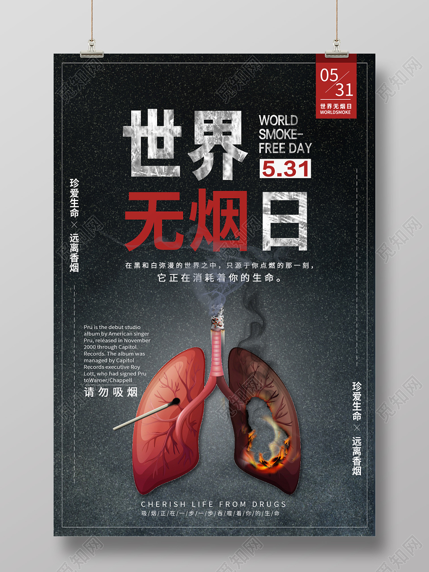 黑色创意531世界无烟日禁烟海报