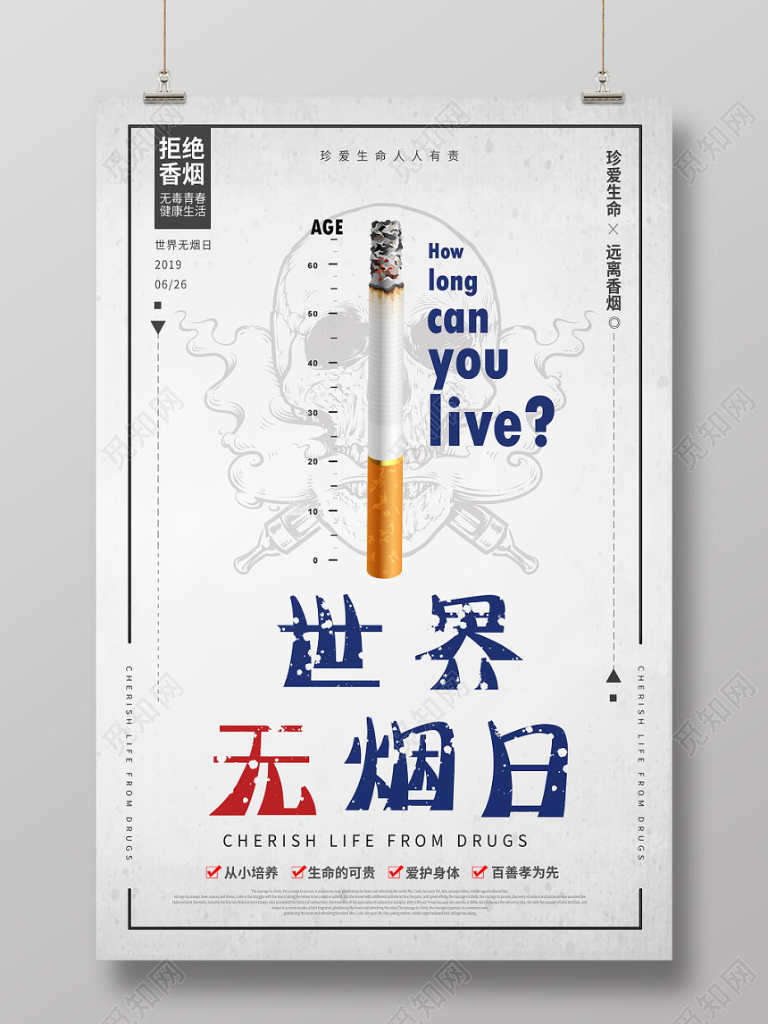 简约531世界无烟日禁烟海报