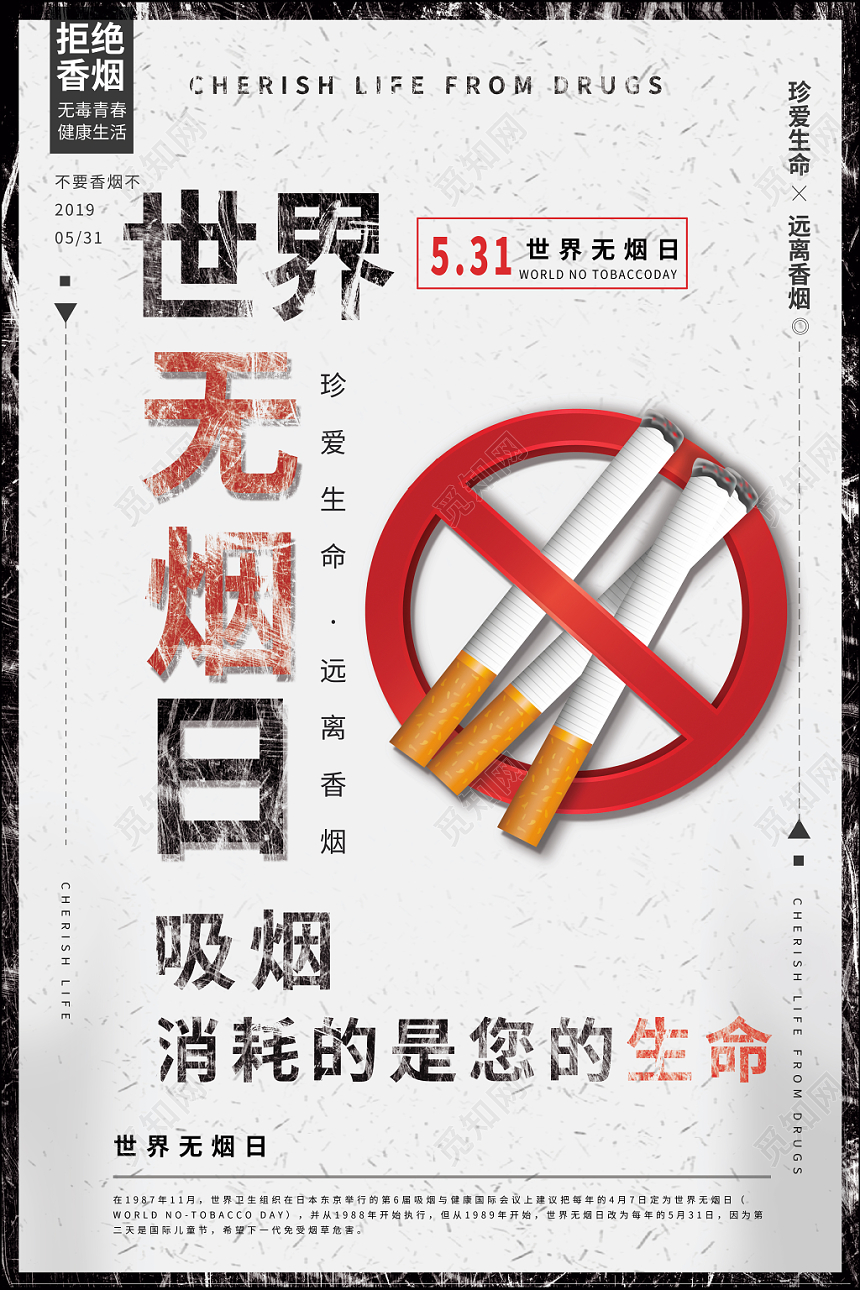 简约531世界无烟日禁烟海报