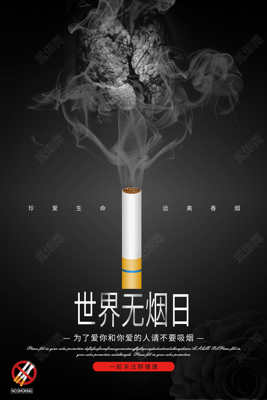 简约黑色531世界无烟日禁烟海报