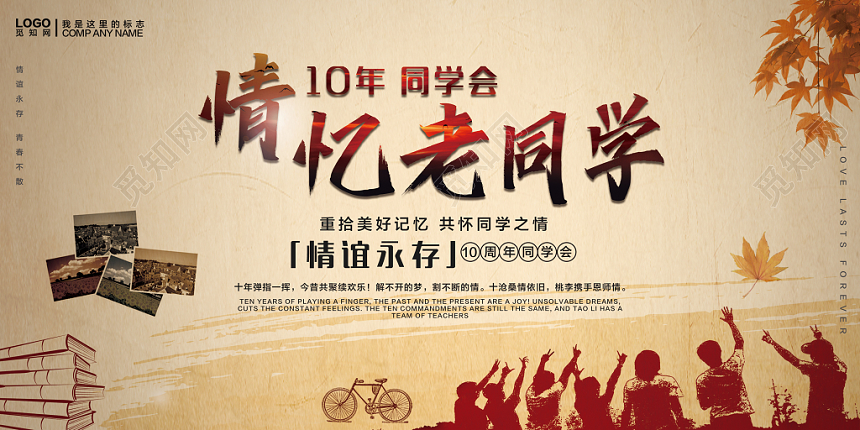 10年同学会复古怀旧风格展板