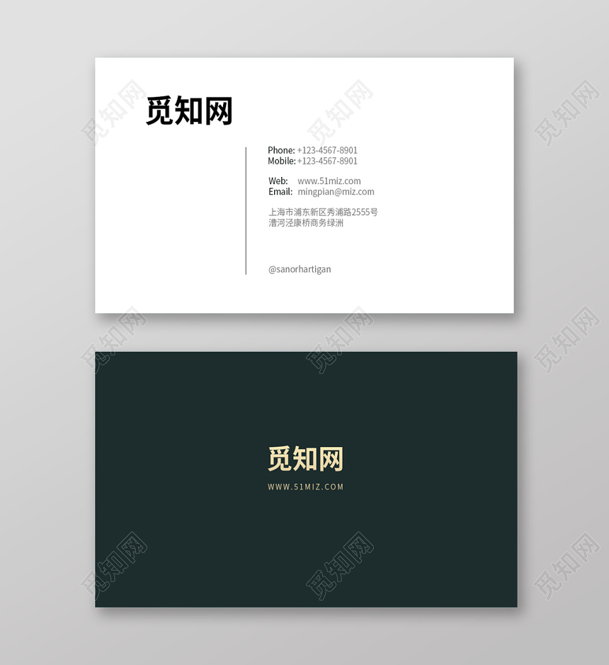 黑色白色个性简约时尚公司企业名片设计