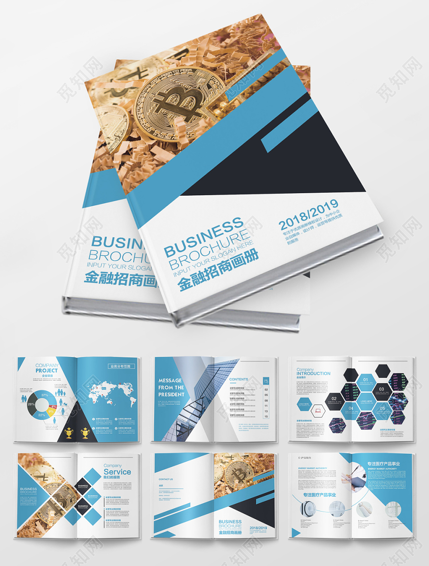 蓝色商务风招商画册企业公司介绍招商画册整套