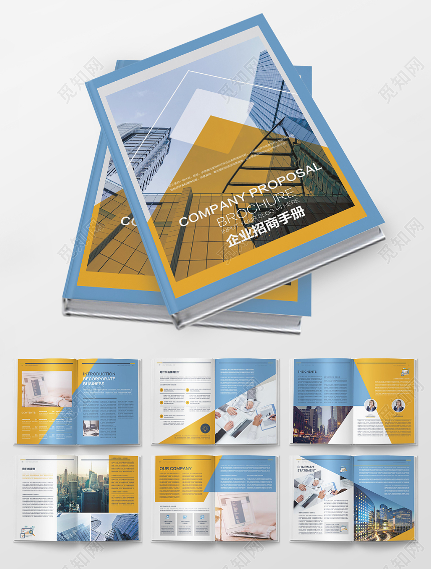 蓝色商务风公司介绍招商画册整套