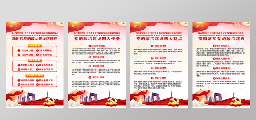 加强党的政治建设党建展板挂画党政展板