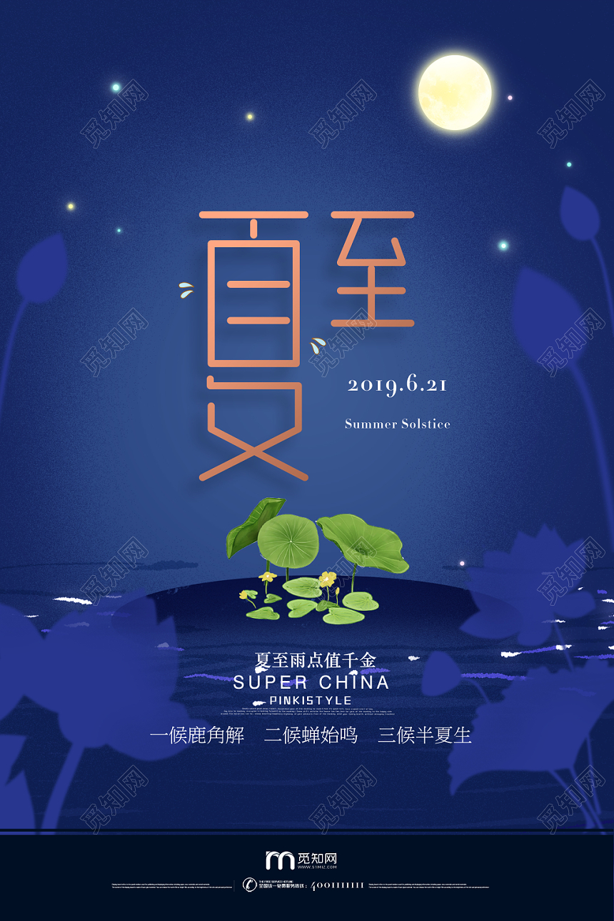 二十四节气之夏至传统节日海报