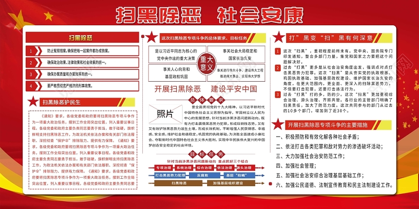 金色立体字扫黑除恶党建党政党课宣传展板