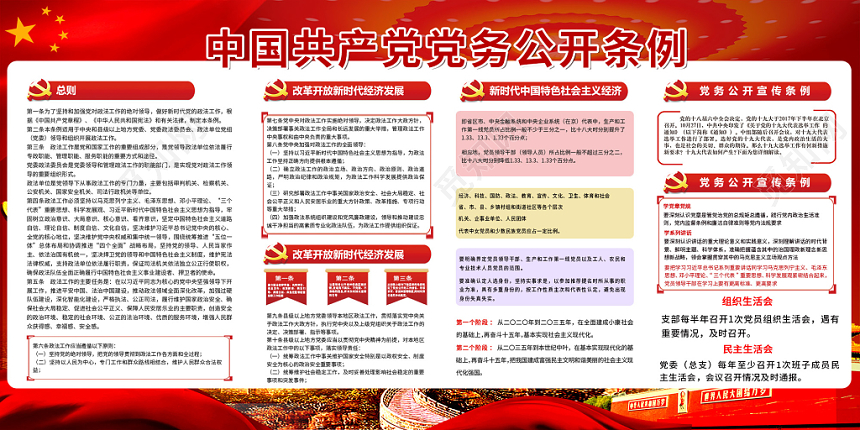 宣传栏红色大气党务公开条例党建党政宣传展板