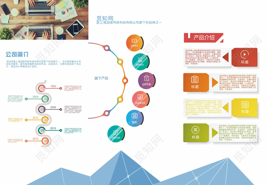 蓝色简单企业公司简历