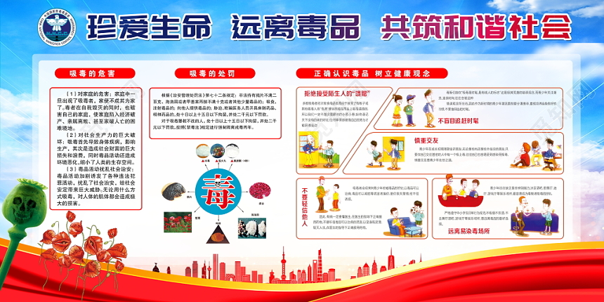 社区打造社区宣传栏珍爱生命远离毒品国际禁毒日禁毒教育宣传栏